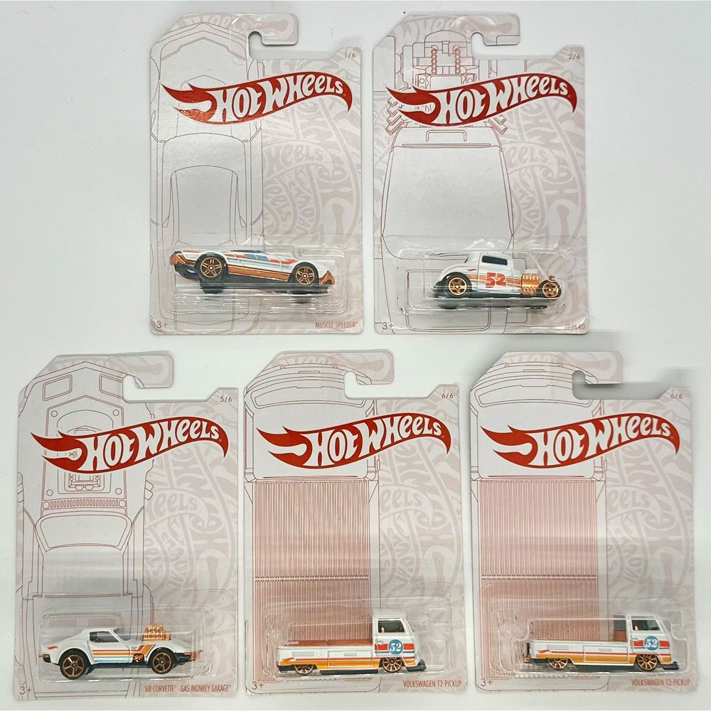 Hot Wheels 52nd Anniversary Pearl Chrome 5 Car Lot Gas Monkey VW T2 Ford 1:64